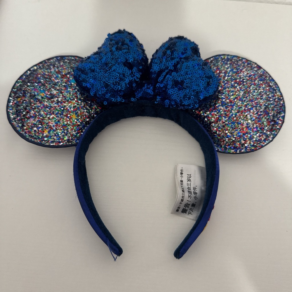 Sequin Blue and Silver Mouse Ear Headband